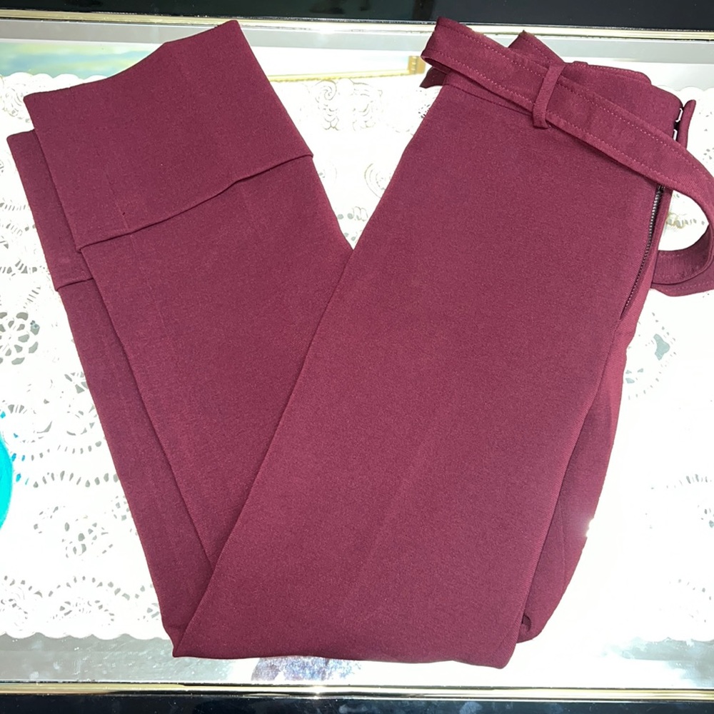 Club Monaco burgundy ankle length tie-waist pants